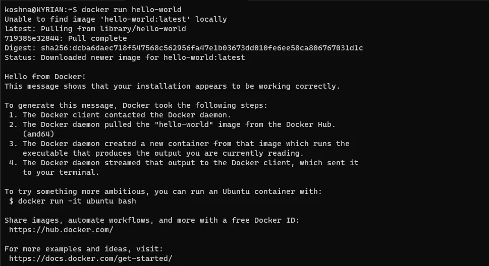Docker Run Hello World